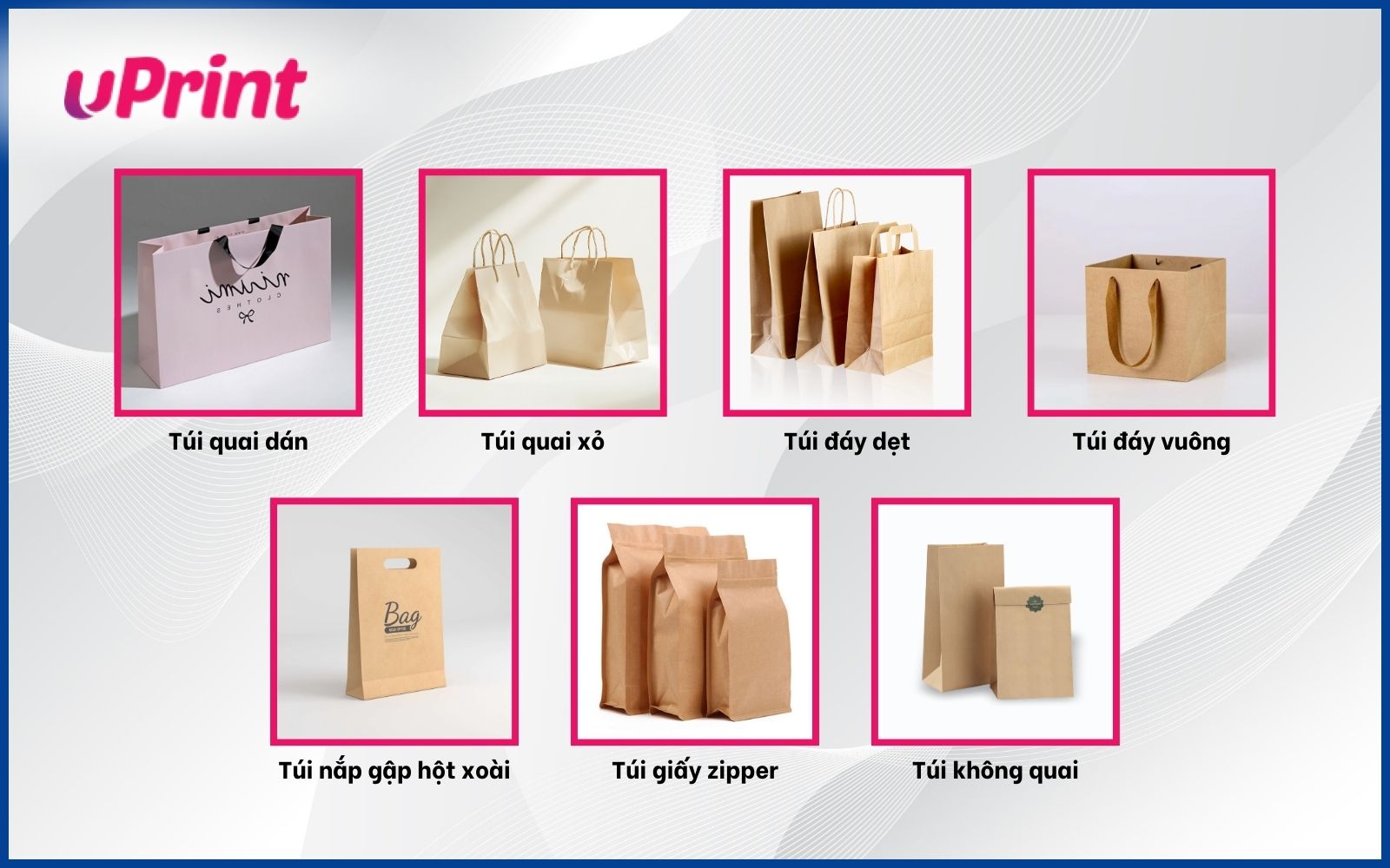 7 dáng kiểu bao bì túi giấy thông dụng