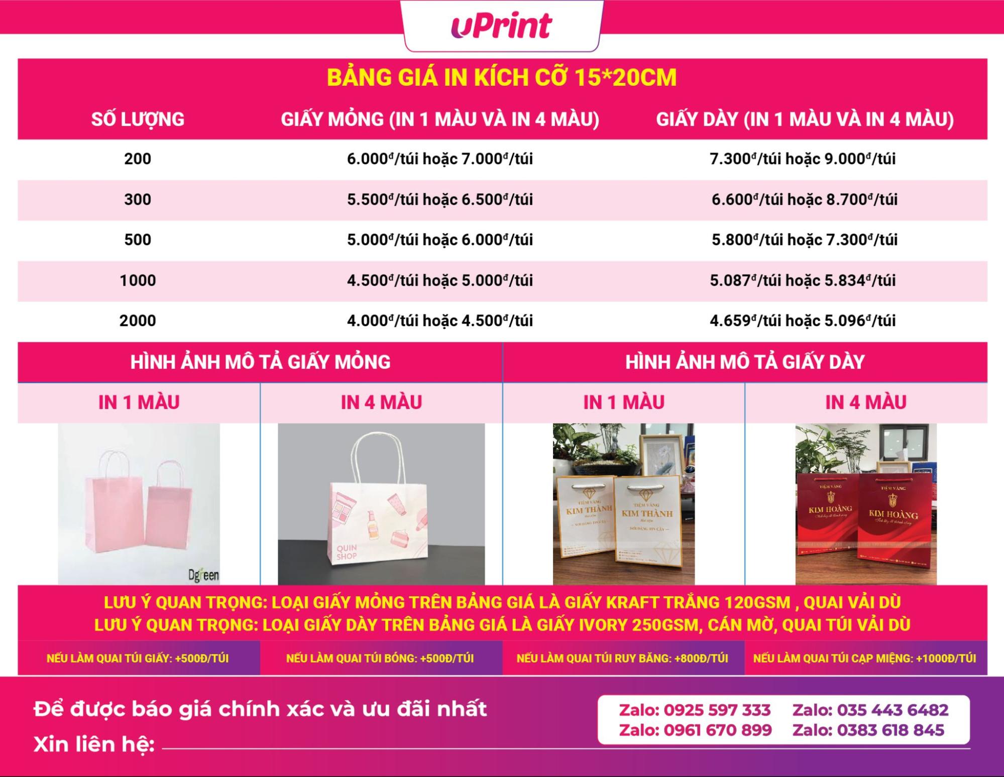 Báo giá in túi spa theo yêu cầu tại uPrint Báo giá in túi spa theo yêu cầu tại uPrint