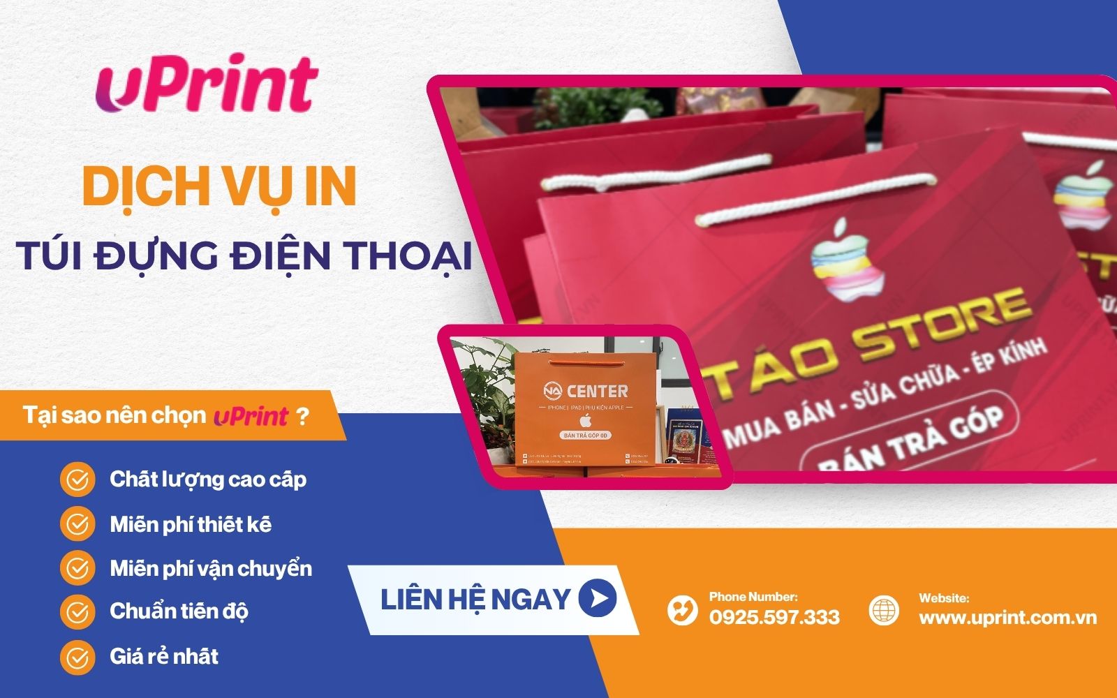 uPrint - Địa chỉ in túi giấy đựng điện thoại uy tín