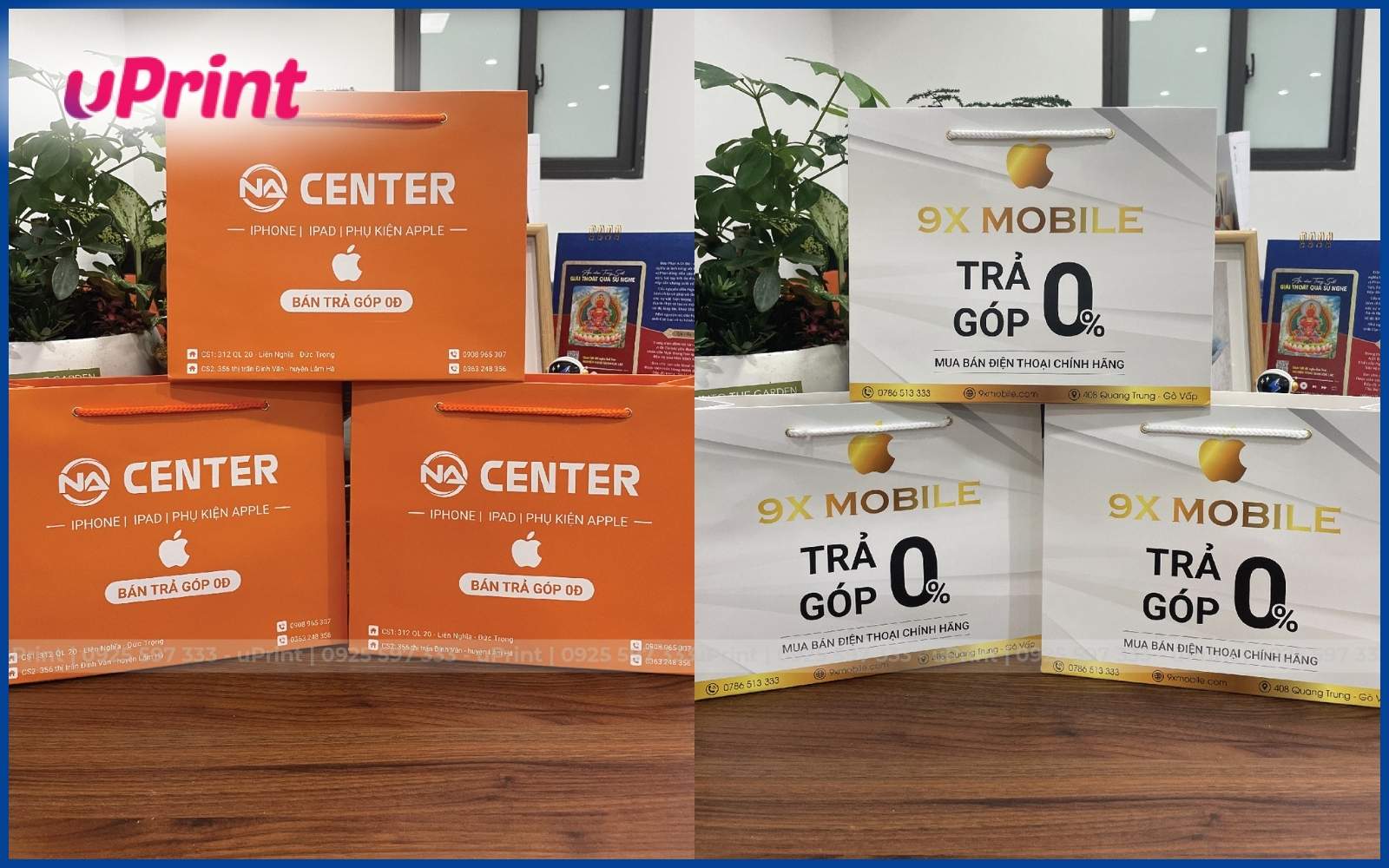 Mẫu in ấn túi giấy đựng điện thoại dáng ngang Mẫu in ấn túi giấy shop điện thoại dáng ngang