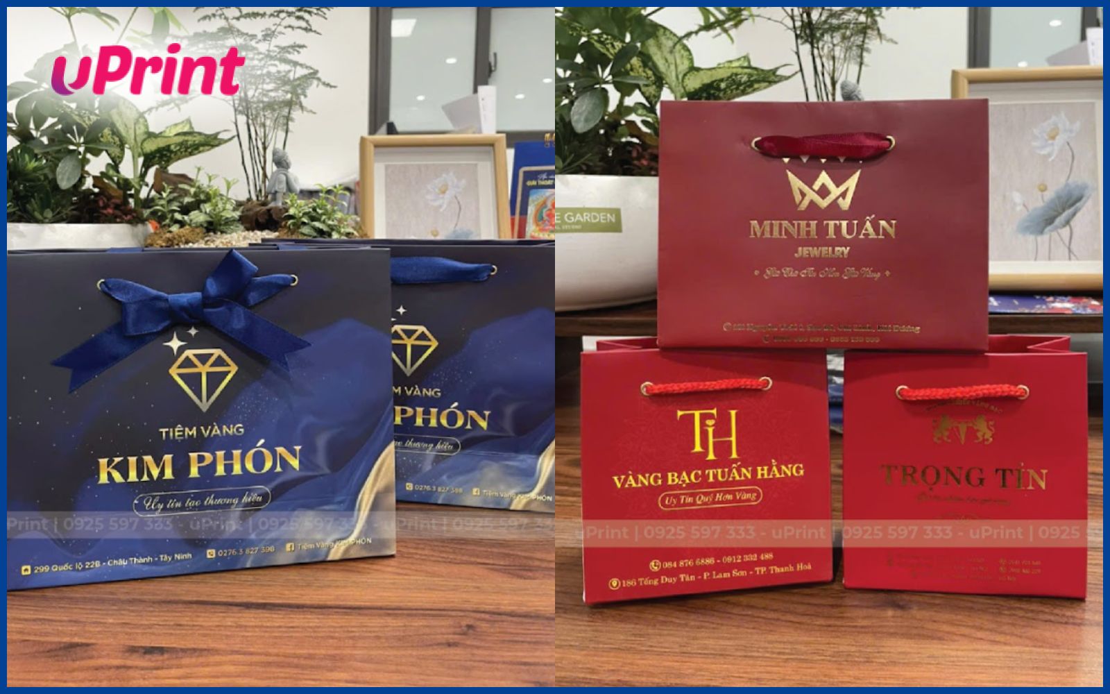Mẫu in túi giấy tiệm vàng form ngang Mẫu in túi giấy tiệm vàng form ngang