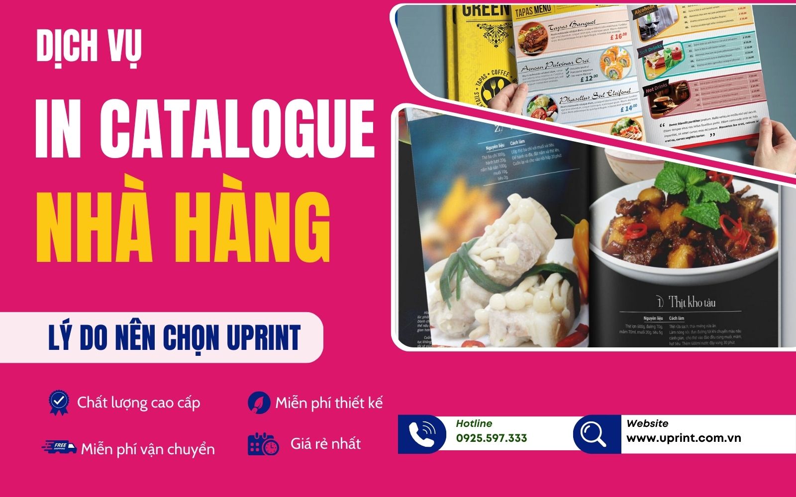 Đặt in catalogue cho nhà hàng quán ăn đẹp chuẩn, lấy liền tại uPrint