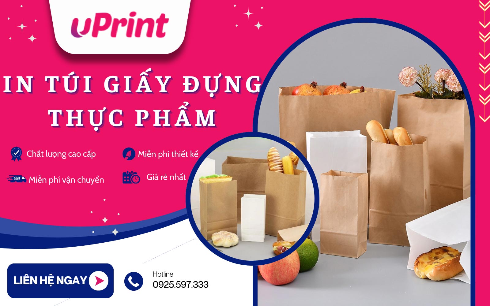 Dịch vụ in ấn túi giấy đựng thực phẩm giá rẻ tại uPrint