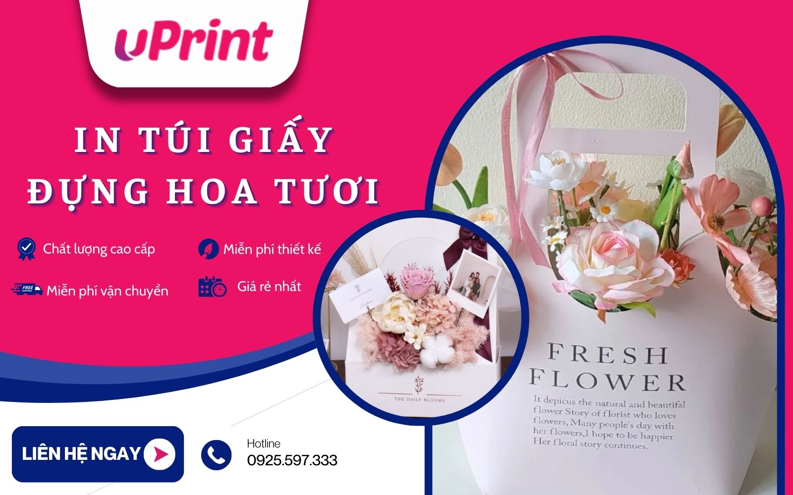 Dịch vụ in túi giấy đựng hoa tươi đẹp, uy tín tại uPrint