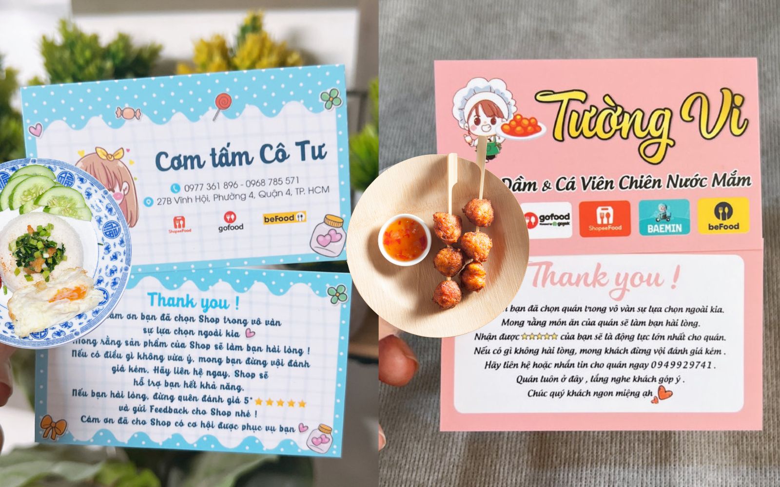 Mẫu card cảm ơn đẹp cho quán ăn