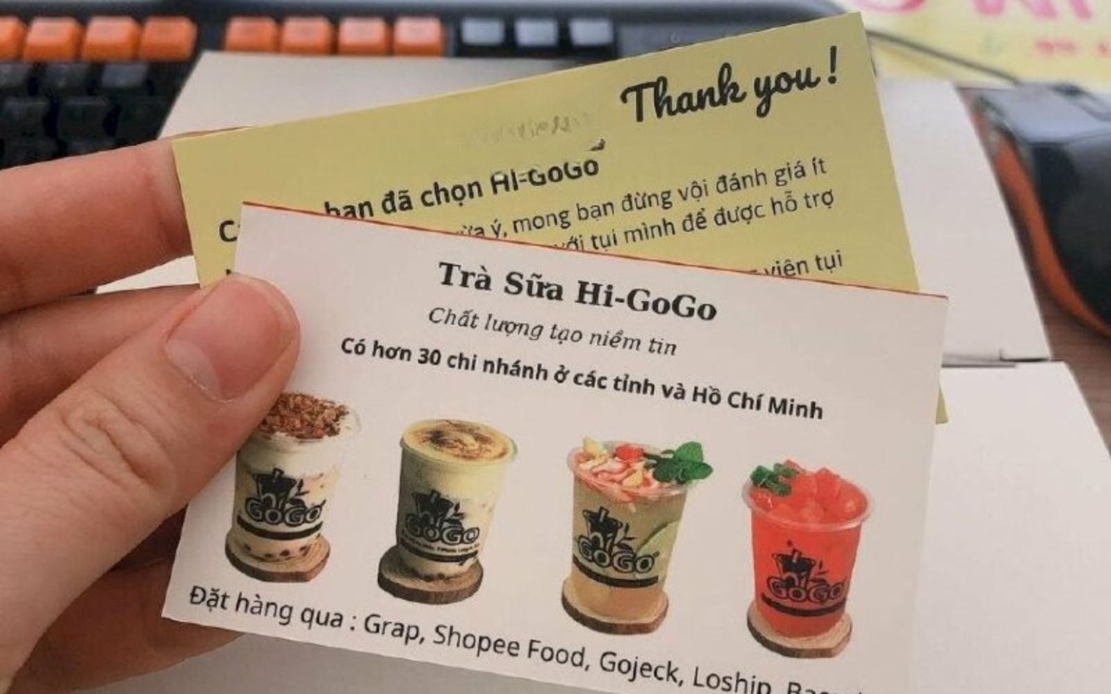 in thank you card cho quán trà sữa