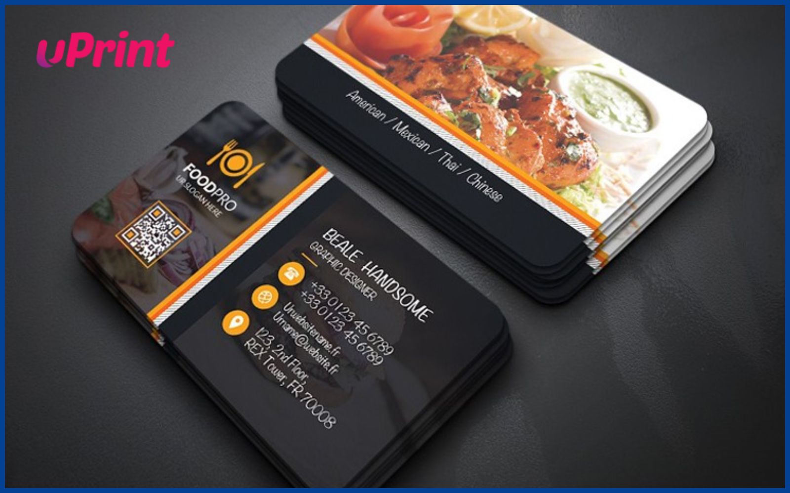 Mẫu thiết kế card nhà hàng màu đen sang trọng, ấn tượng