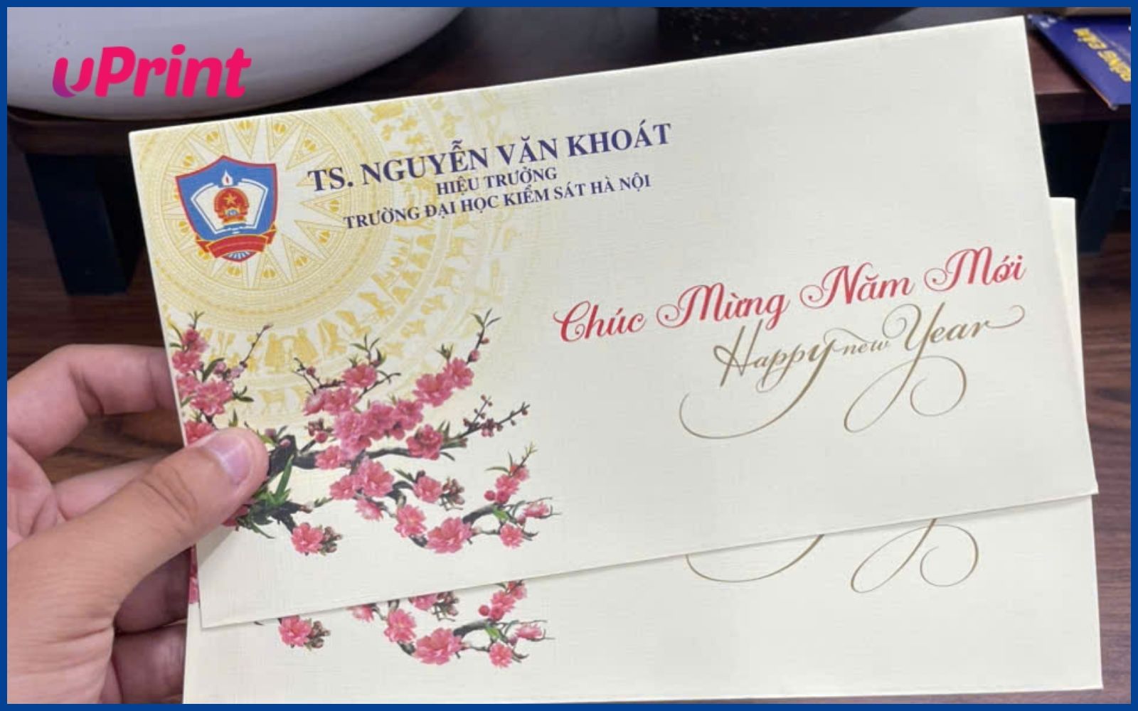 Mẫu in bì thư giấy mỹ thuật chúc mừng năm mới