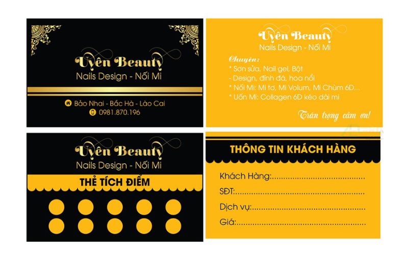 thẻ tích điểm nhận quà tiệm spa