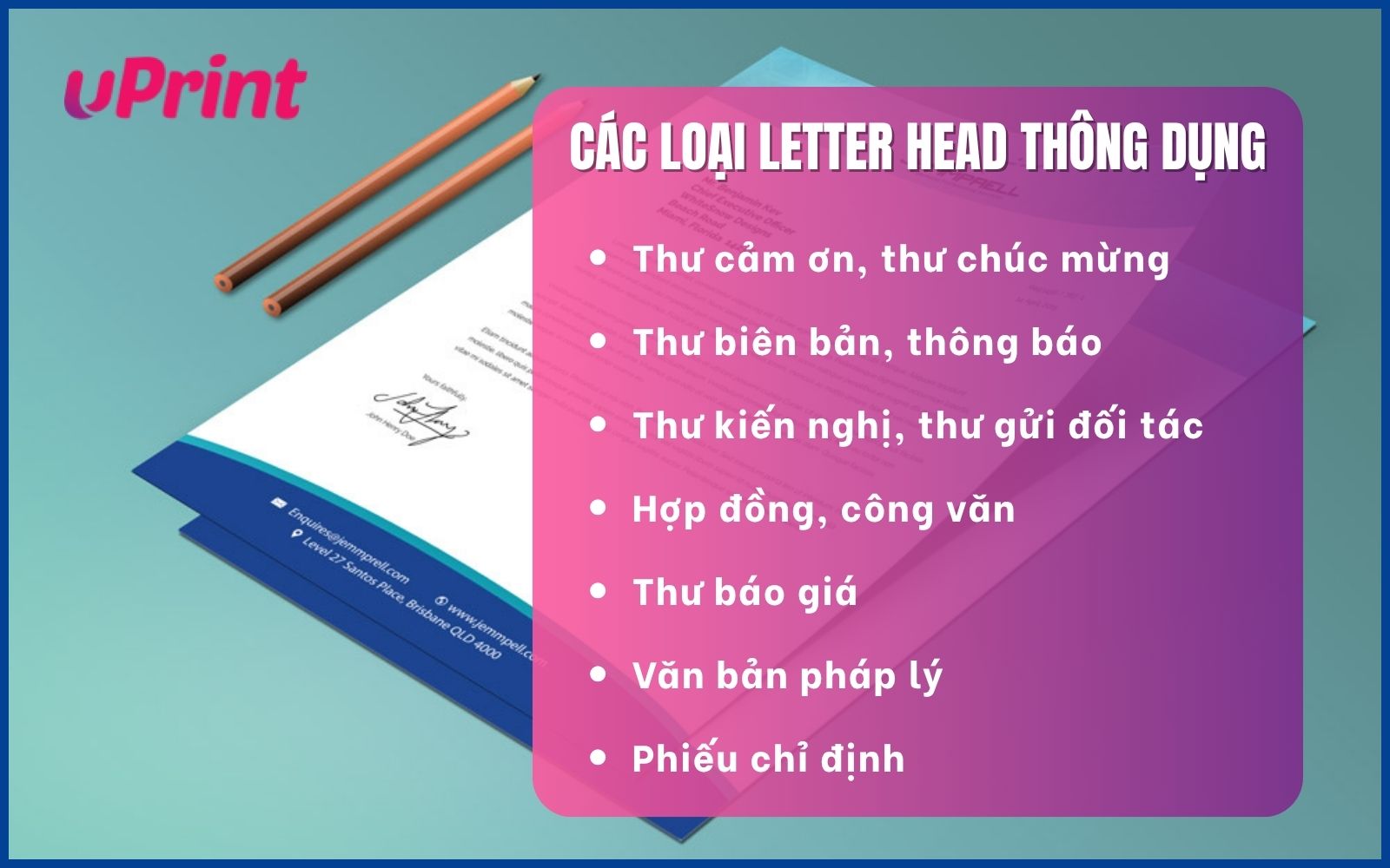 Phân loại các loại letter head thông dụng