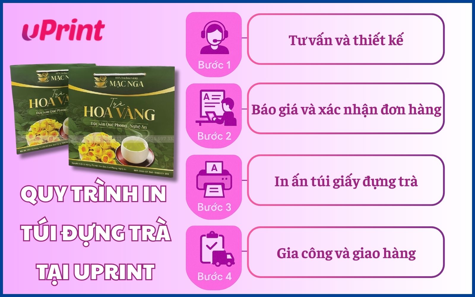 Quy trình in túi đựng trà tại uPrint