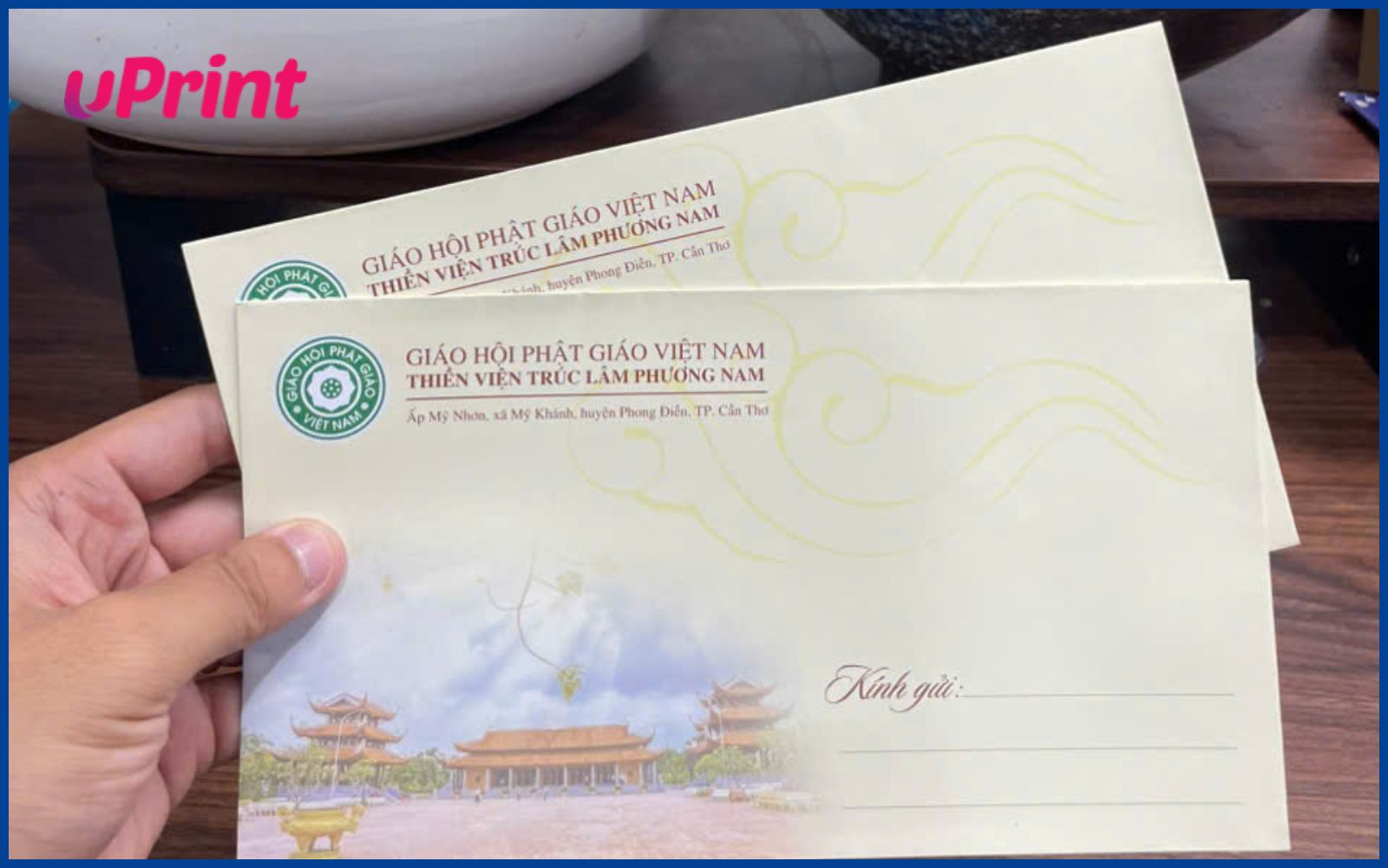 Mẫu bì thư giấy mỹ thuật cho giáo hội phật giáo