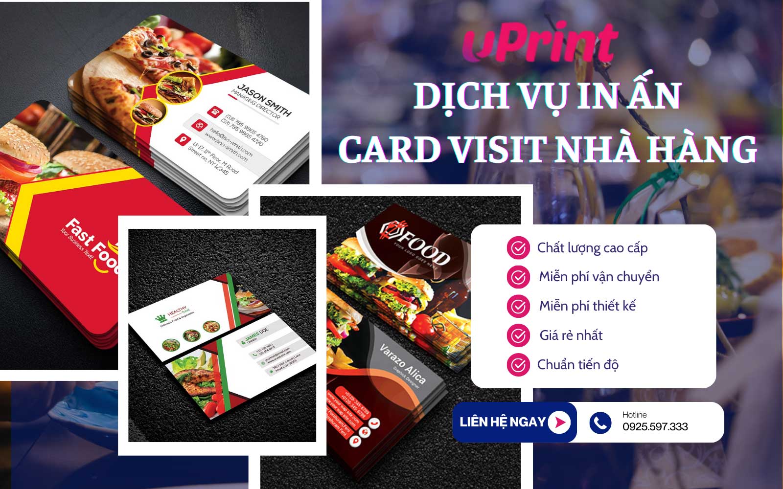Dịch vụ in ấn card visit nhà hàng, quán ăn lấy liền, giá rẻ tại uPrint