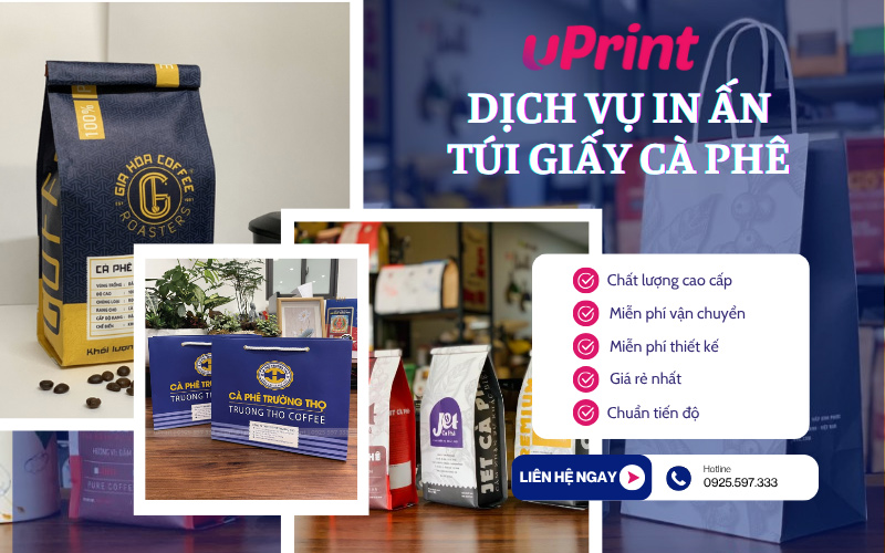In túi giấy cà phê theo yêu cầu, giá tốt tại uPrint