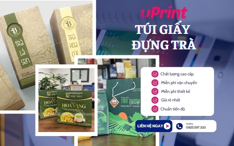 Xưởng in túi giấy đựng trà Uprint