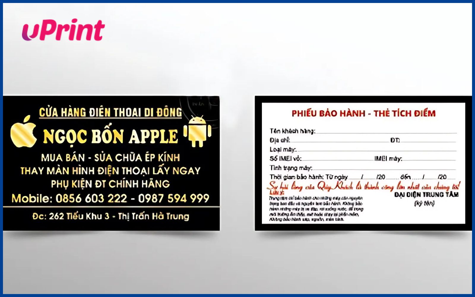 in phiếu bảo hành cho shop điện thoại
