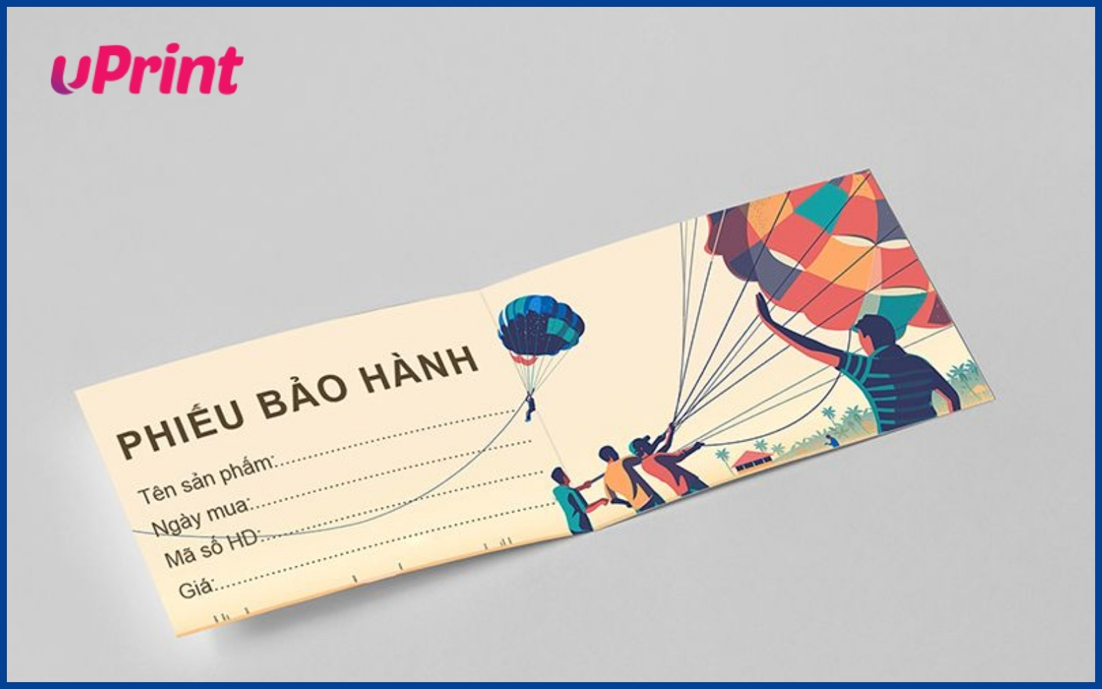 Mẫu phiếu bảo hành gập đôi đơn giản