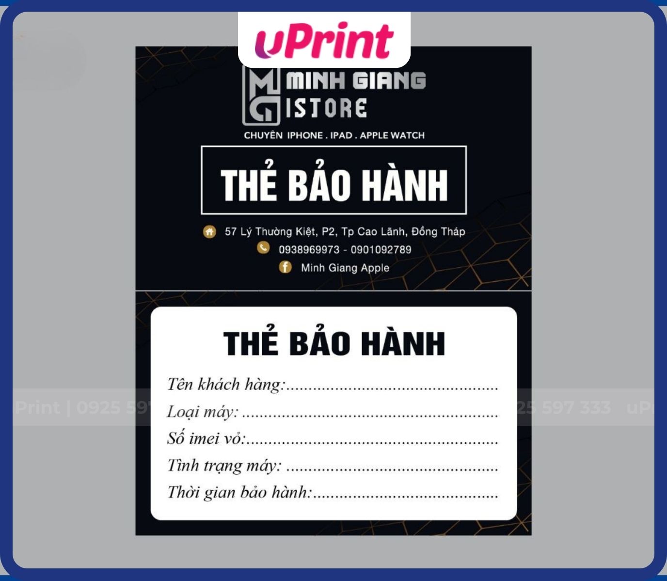 In Phiếu Bảo Hành Cửa Hàng Điện Thoại Nhanh, Giá Rẻ