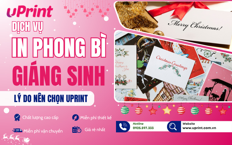 Dịch vụ in phong bì giáng sinh theo yêu cầu, giá rẻ tại uPrint