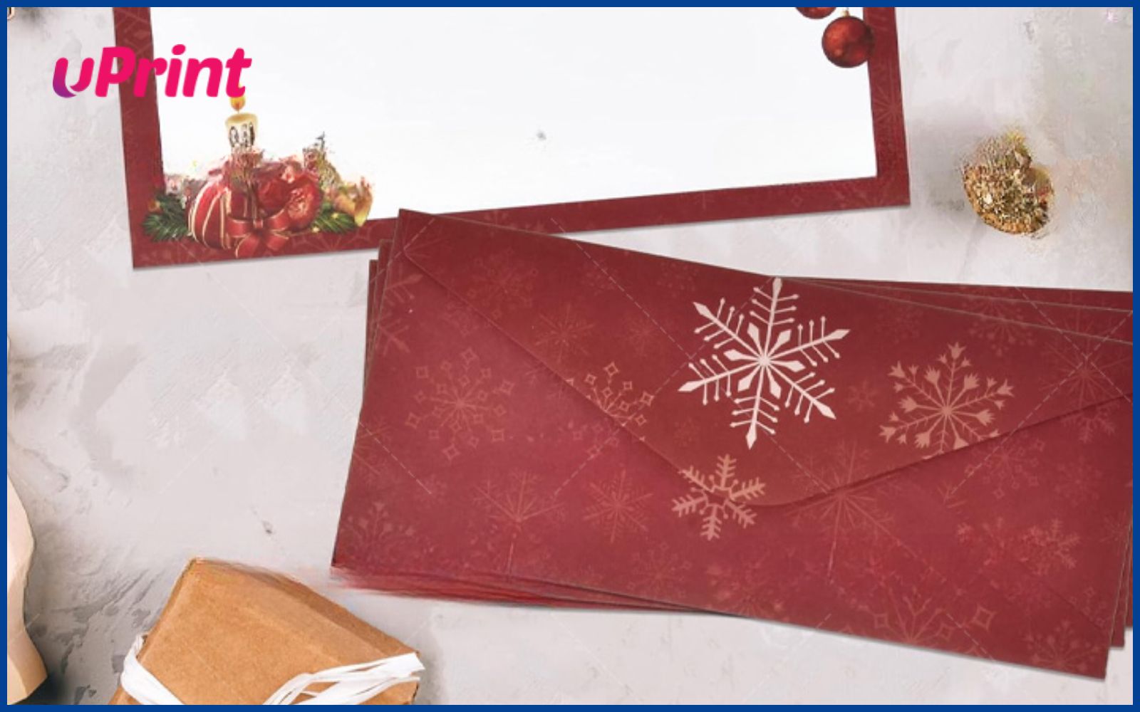 Mẫu in phong bì Noel ép kim tinh xảo, nổi bật trong mùa lễ hội