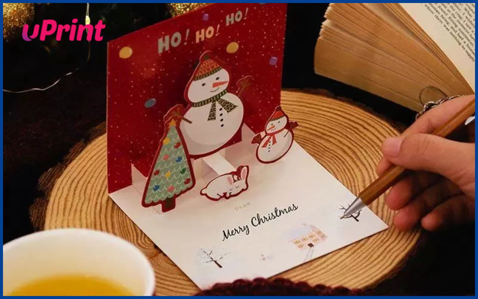 Mẫu in phong bì thư chúc Giáng Sinh kiểu vintage
