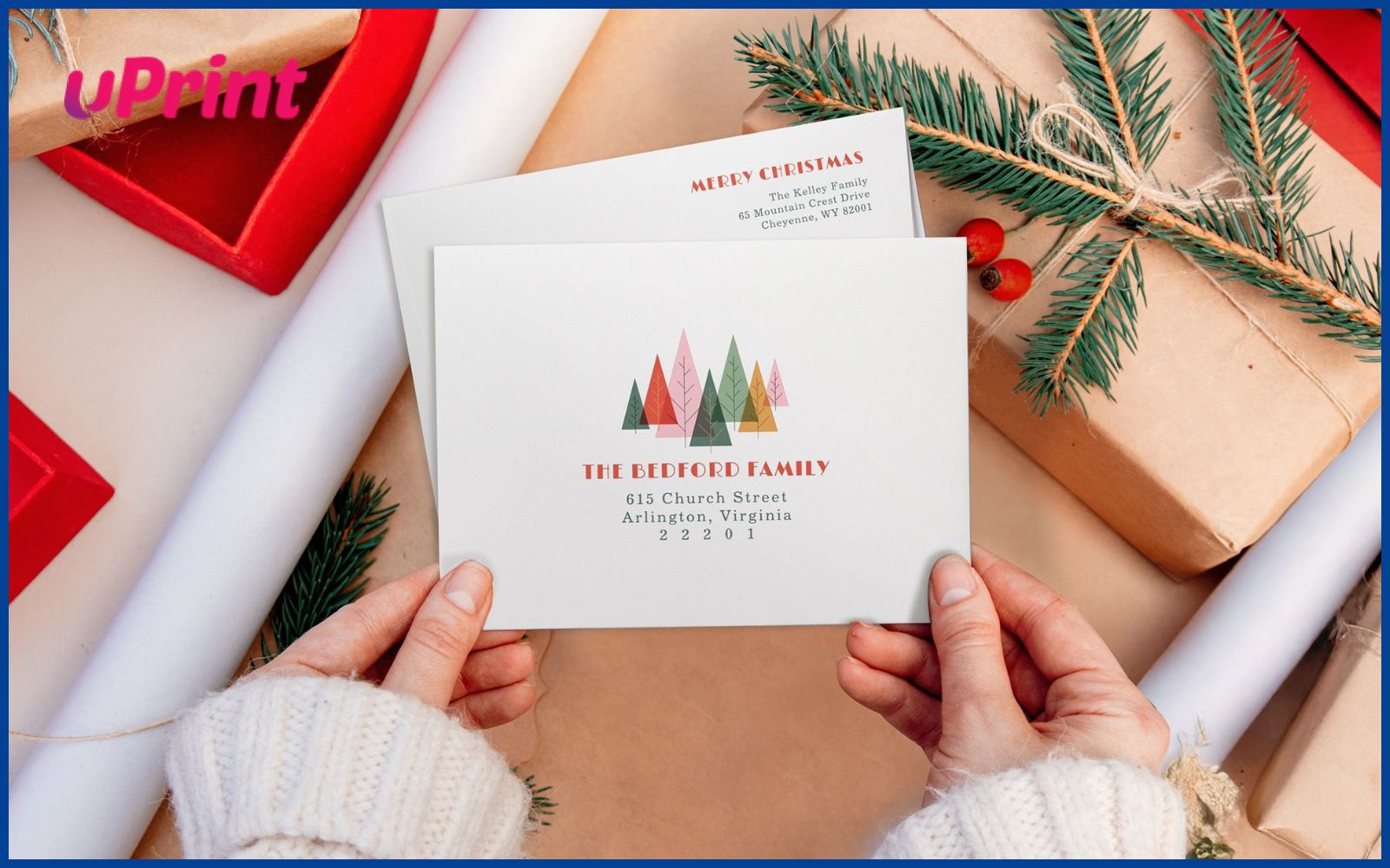 Mẫu bao thư Giáng Sinh trang nhã, phù hợp cho doanh nghiệp