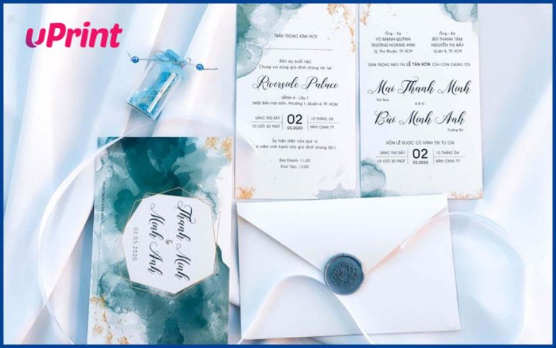 Mẫu in phong bì mừng đám cưới màu xang ngọc