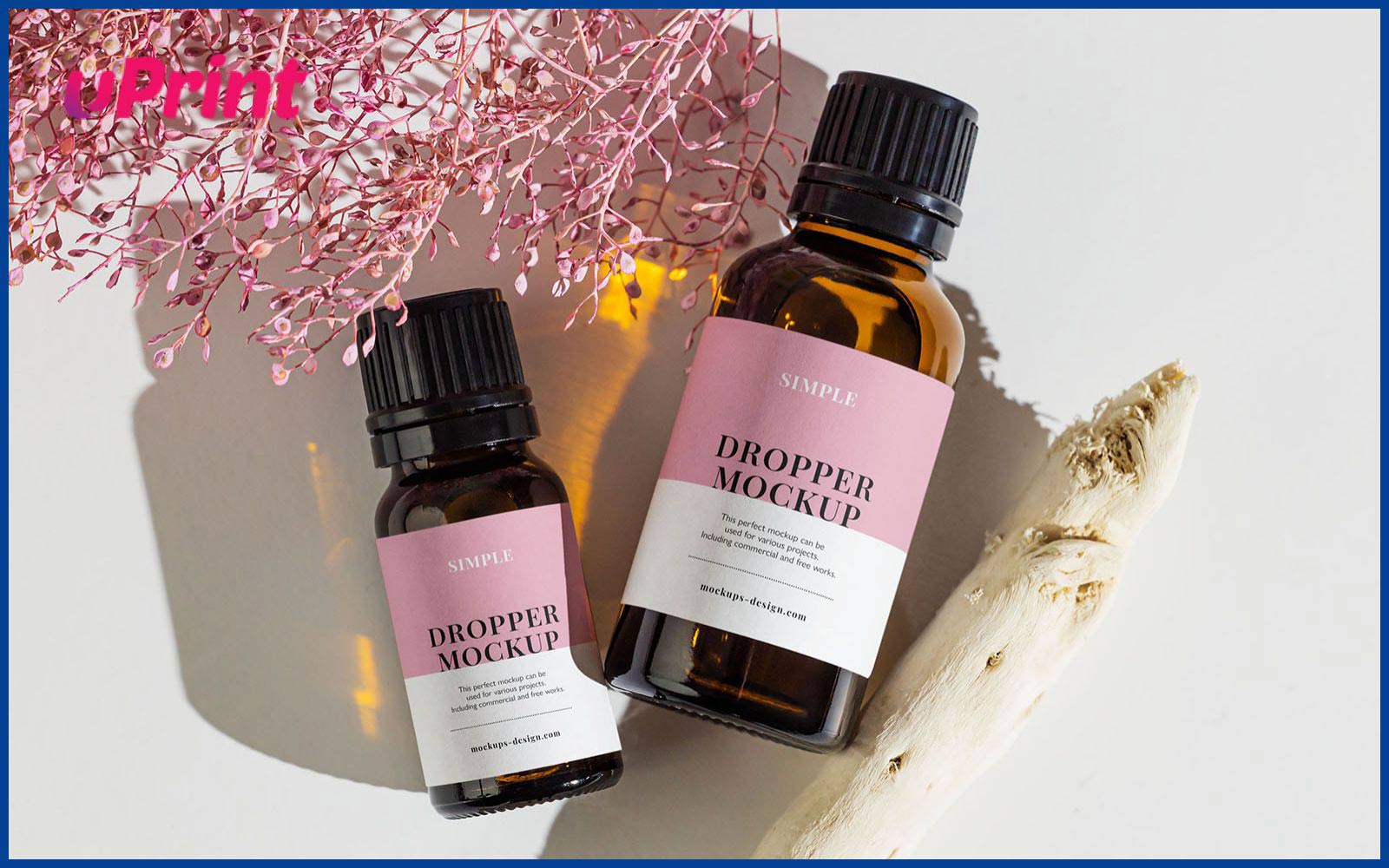 Mẫu thiết kế tem tinh dầu màu hồng nhẹ nhàng