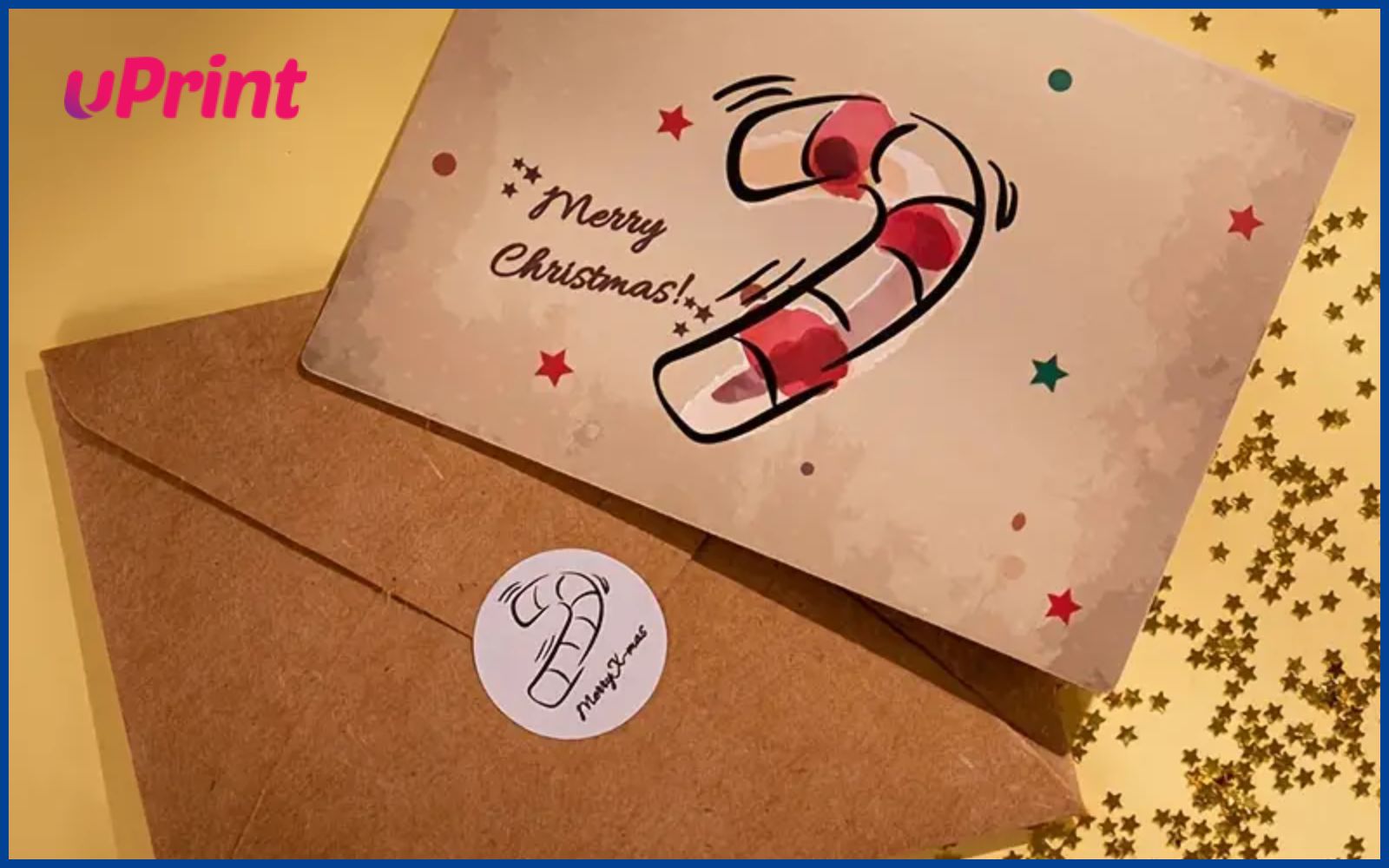 Mẫu bì thư Giáng Sinh Noel phong cách vantage đơn giản