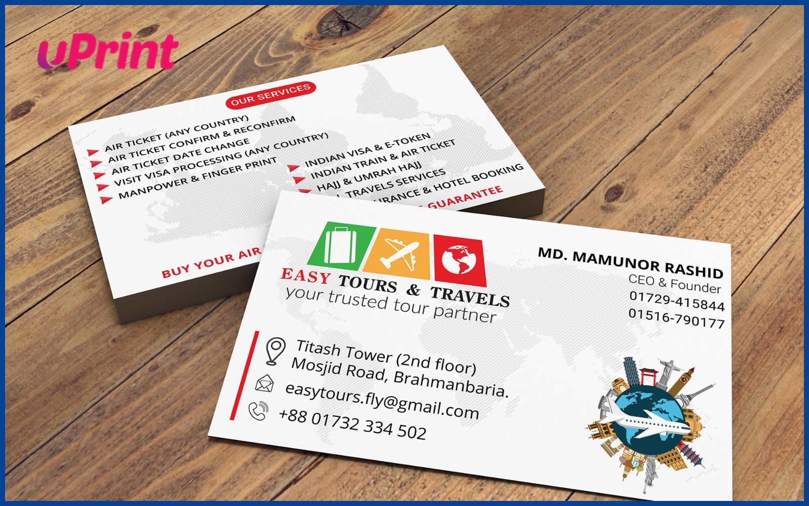 in danh thiếp card visit cho công ty Easy Tours & Travel in danh thiếp card visit cho công ty Easy Tours & Travel