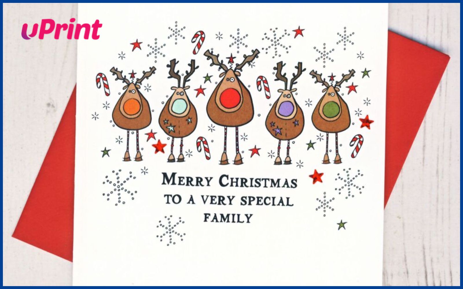 Mấu phong bì thư Giáng Sinh cute với tuần lộc đáng yêu